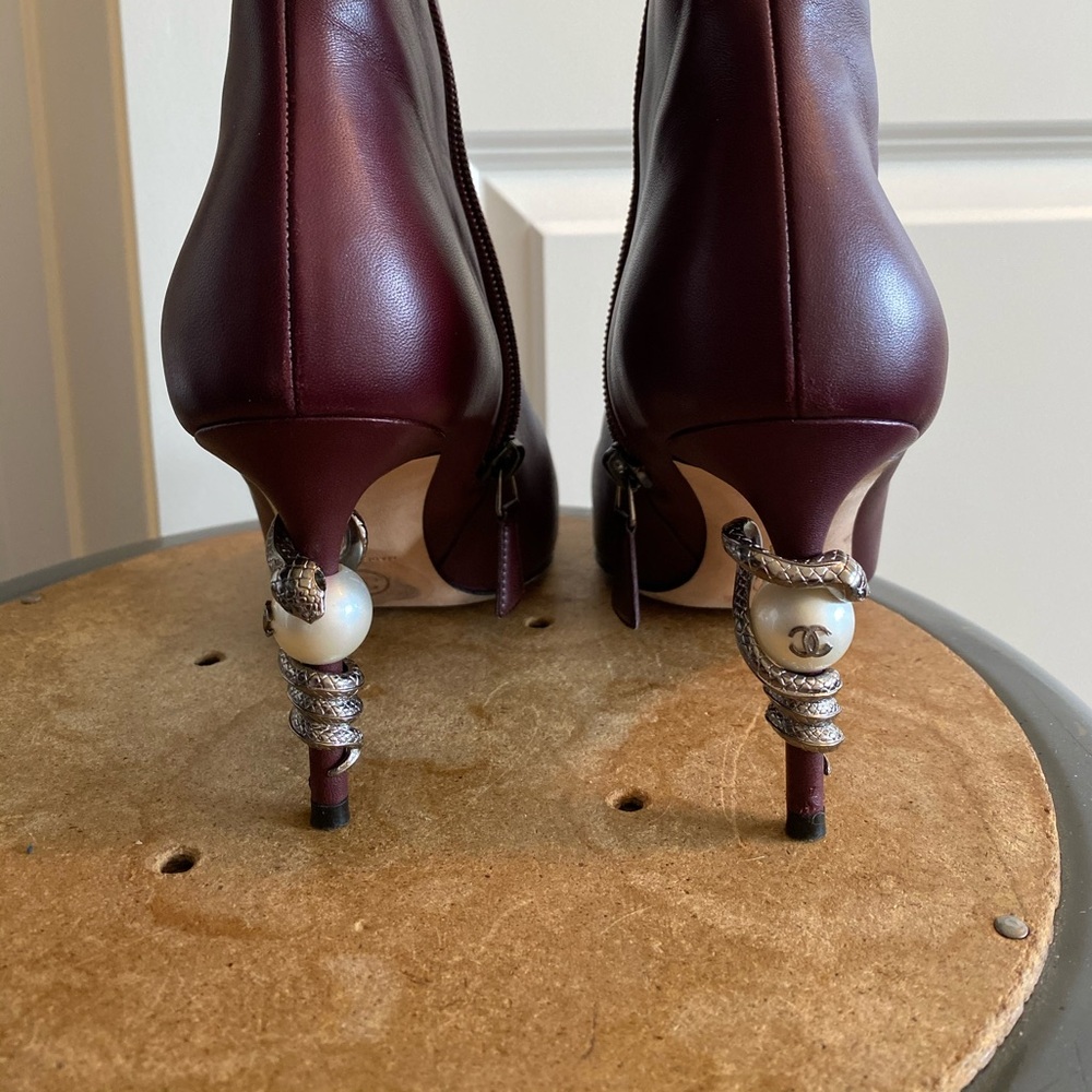 Chanel Snake + Pear Rare Booties